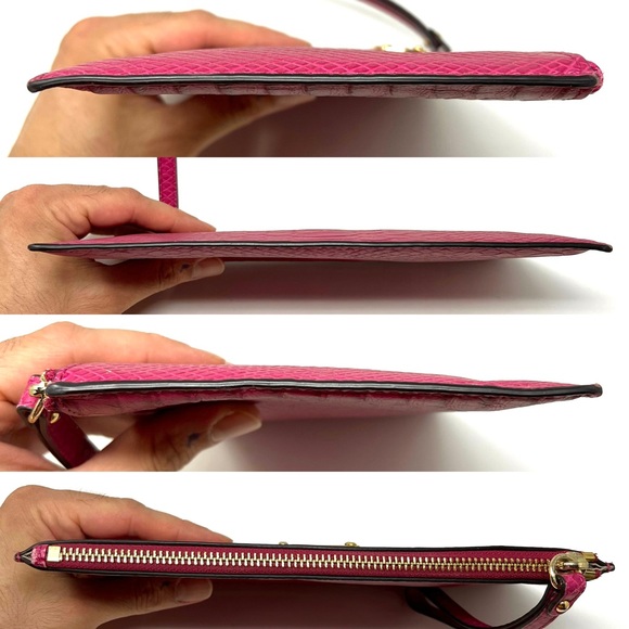 Michael Kors Pink Leather Embossed Snake Print Wristlet Clutch Wallet - Picture 3 of 8